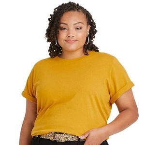 Women's 3X Plus Size Short Sleeve T-Shirt, Gold by Ava & Viv
